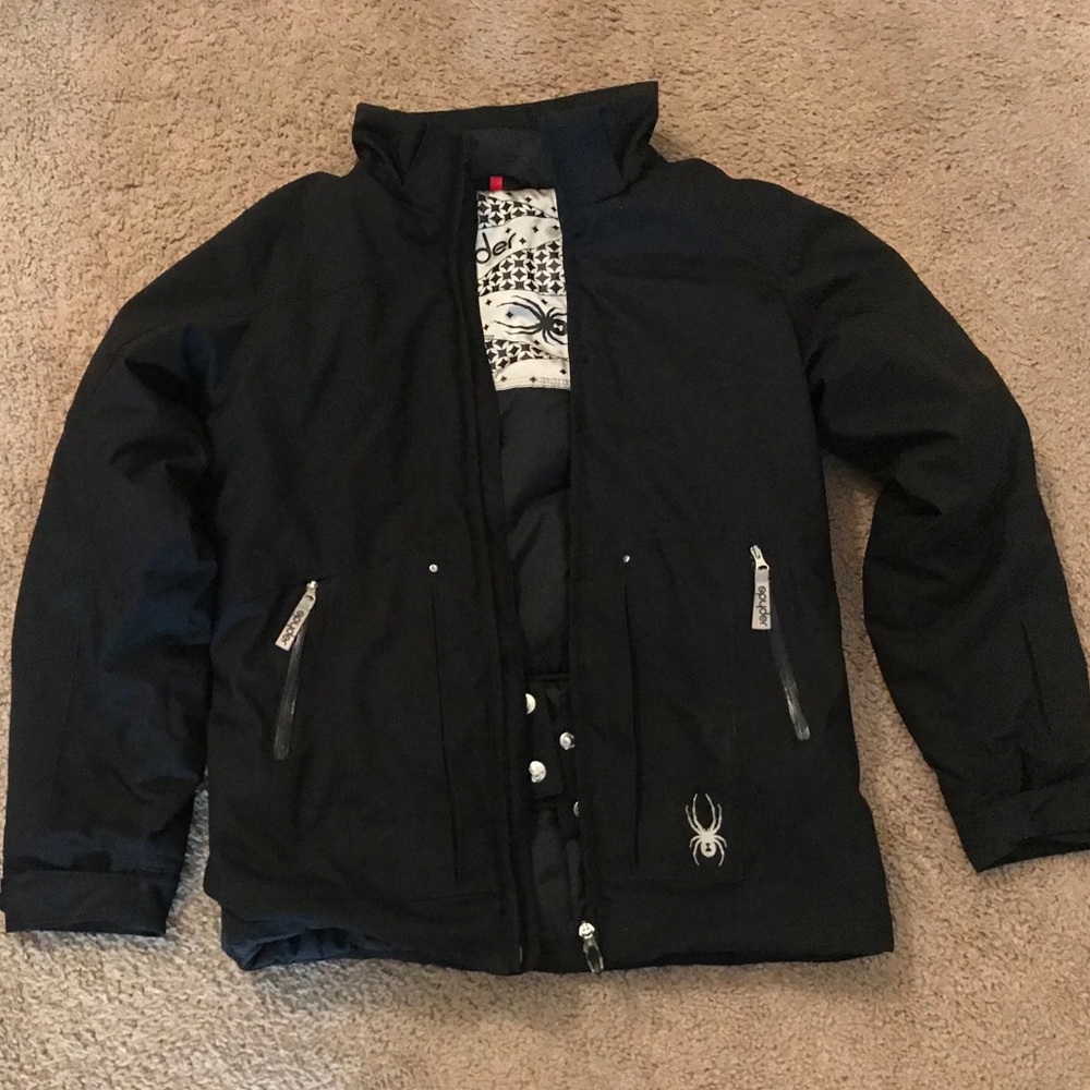 🕷SPYDER Kids Black Winter Ski Snowboard Coat🕷